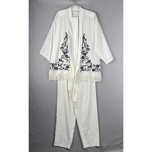 VTG Victorias Secret Lounge‎ Set Women Small Gold Label Fringe Glam Luxury 90s